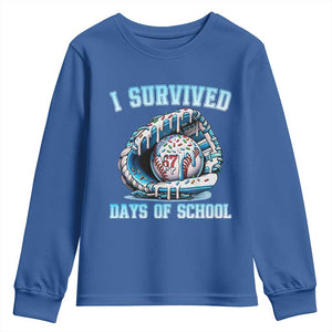 I Survived 67 Days Of School Baseball Glove Ice Cream Youth Sweatshirt Funny Christmas Six Seven Meme TS14 Royal Blue Print Your Wear