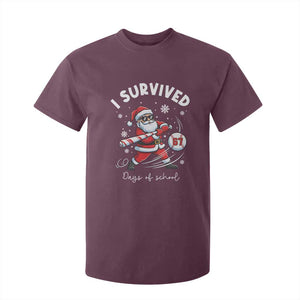 I Survived 67 Days Of School Baseball Santa T Shirt For Kid Funny Christmas Six Seven Meme TS14 Maroon Print Your Wear