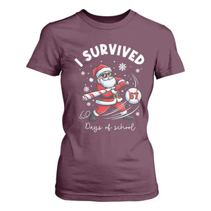 I Survived 67 Days Of School Baseball Santa T Shirt For Women Funny Christmas Six Seven Meme TS14 Maroon Print Your Wear