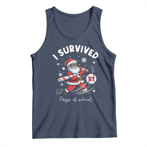 I Survived 67 Days Of School Baseball Santa Tank Top Funny Christmas Six Seven Meme TS14 Navy Print Your Wear