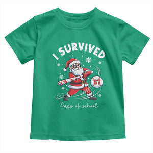 I Survived 67 Days Of School Baseball Santa Toddler T Shirt Funny Christmas Six Seven Meme TS14 Irish Green Print Your Wear