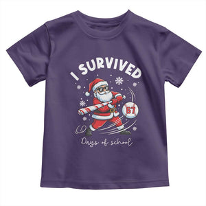 I Survived 67 Days Of School Baseball Santa Toddler T Shirt Funny Christmas Six Seven Meme TS14 Purple Print Your Wear