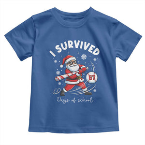 I Survived 67 Days Of School Baseball Santa Toddler T Shirt Funny Christmas Six Seven Meme TS14 Royal Blue Print Your Wear