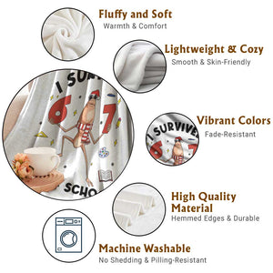 Marcus The Worm 67 Days of School Throw Blanket I Survived Funny Six Seven Meme Christmas Vibe TS14 Print Your Wear