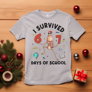 Marcus The Worm 67 Days of School T Shirt I Survived Funny Six Seven Meme Christmas Vibe TS14 Ice Gray Print Your Wear
