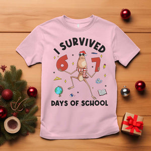 Marcus The Worm 67 Days of School T Shirt I Survived Funny Six Seven Meme Christmas Vibe TS14 Light Pink Print Your Wear