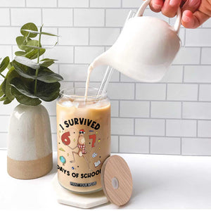 Marcus The Worm 67 Days of School Glass Can I Survived Funny Six Seven Meme Christmas Vibe - Print Your Wear