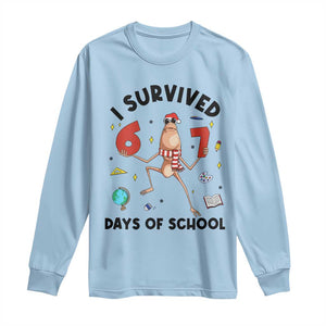 Marcus The Worm 67 Days of School Long Sleeve Shirt I Survived Funny Six Seven Meme Christmas Vibe TS14 Light Blue Print Your Wear