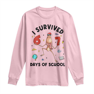 Marcus The Worm 67 Days of School Long Sleeve Shirt I Survived Funny Six Seven Meme Christmas Vibe TS14 Light Pink Print Your Wear