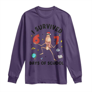 Marcus The Worm 67 Days of School Long Sleeve Shirt I Survived Funny Six Seven Meme Christmas Vibe TS14 Purple Print Your Wear