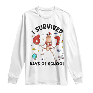 Marcus The Worm 67 Days of School Long Sleeve Shirt I Survived Funny Six Seven Meme Christmas Vibe TS14 White Print Your Wear
