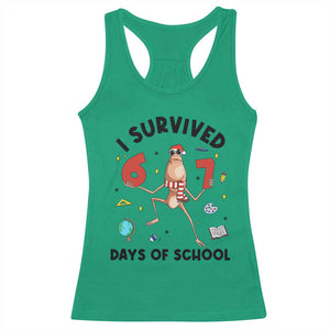Marcus The Worm 67 Days of School Racerback Tank Top I Survived Funny Six Seven Meme Christmas Vibe TS14 Irish Green Print Your Wear