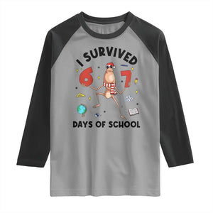 Marcus The Worm 67 Days of School Raglan Shirt I Survived Funny Six Seven Meme Christmas Vibe TS14 Sport Gray Black Print Your Wear