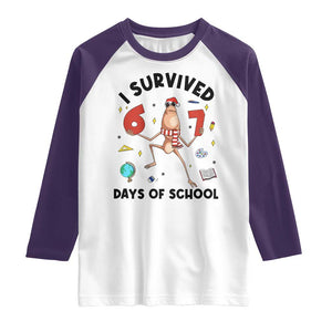 Marcus The Worm 67 Days of School Raglan Shirt I Survived Funny Six Seven Meme Christmas Vibe TS14 White Purple Print Your Wear