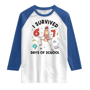 Marcus The Worm 67 Days of School Raglan Shirt I Survived Funny Six Seven Meme Christmas Vibe TS14 White Royal Print Your Wear