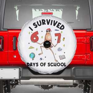 Marcus The Worm 67 Days of School Spare Tire Cover I Survived Funny Six Seven Meme Christmas Vibe TS14 White Print Your Wear