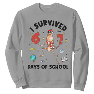 Marcus The Worm 67 Days of School Sweatshirt I Survived Funny Six Seven Meme Christmas Vibe TS14 Sport Gray Print Your Wear