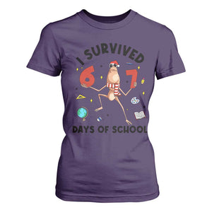 Marcus The Worm 67 Days of School T Shirt For Women I Survived Funny Six Seven Meme Christmas Vibe TS14 Purple Print Your Wear