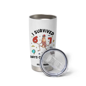 Marcus The Worm 67 Days of School Tumbler Cup I Survived Funny Six Seven Meme Christmas Vibe - Print Your Wear