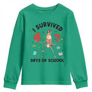 Marcus The Worm 67 Days of School Youth Sweatshirt I Survived Funny Six Seven Meme Christmas Vibe TS14 Irish Green Print Your Wear