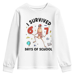 Marcus The Worm 67 Days of School Youth Sweatshirt I Survived Funny Six Seven Meme Christmas Vibe TS14 White Print Your Wear