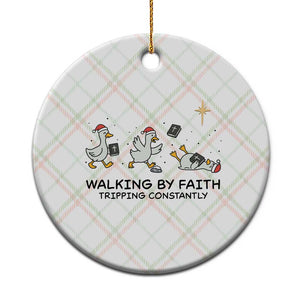 Funny Christian Goose Christmas Ceramic Ornament Walking By Faith Tripping Constantly TS14 1pc Christmas Plaid Print Your Wear