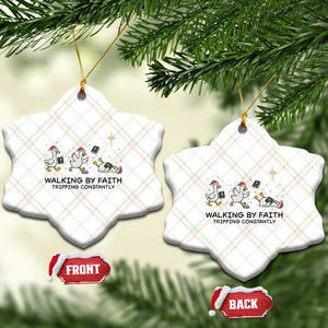 Funny Christian Goose Christmas Ceramic Ornament Walking By Faith Tripping Constantly TS14 Print Your Wear