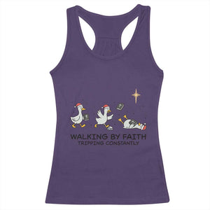Funny Christian Goose Christmas Racerback Tank Top Walking By Faith Tripping Constantly TS14 Purple Print Your Wear
