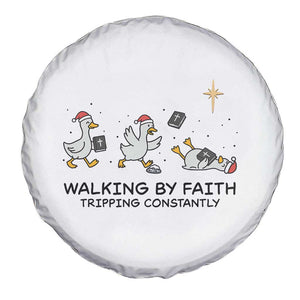 Funny Christian Goose Christmas Spare Tire Cover Walking By Faith Tripping Constantly TS14 Print Your Wear