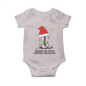 Western Christian Cowboy Baby Onesie Walking By Faith Tripping Constantly TS14 Ice Gray Print Your Wear