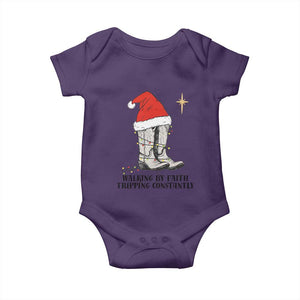 Western Christian Cowboy Baby Onesie Walking By Faith Tripping Constantly TS14 Purple Print Your Wear