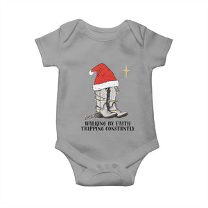 Western Christian Cowboy Baby Onesie Walking By Faith Tripping Constantly TS14 Sport Gray Print Your Wear