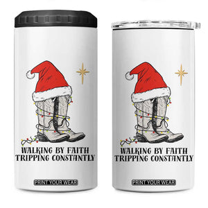 Western Christian Cowboy 4 in 1 Can Cooler Tumbler Walking By Faith Tripping Constantly TS14 One Size: 16 oz White Print Your Wear