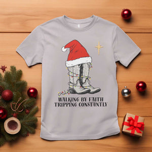 Western Christian Cowboy T Shirt Walking By Faith Tripping Constantly TS14 Ice Gray Print Your Wear