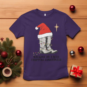 Western Christian Cowboy T Shirt Walking By Faith Tripping Constantly TS14 Purple Print Your Wear