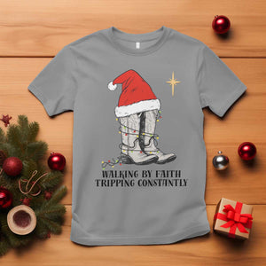 Western Christian Cowboy T Shirt Walking By Faith Tripping Constantly TS14 Sport Gray Print Your Wear