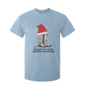 Western Christian Cowboy T Shirt For Kid Walking By Faith Tripping Constantly TS14 Light Blue Print Your Wear