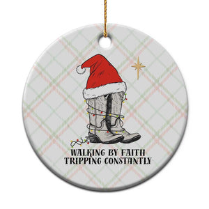 Western Christian Cowboy Ceramic Ornament Walking By Faith Tripping Constantly TS14 1pc Christmas Plaid Print Your Wear