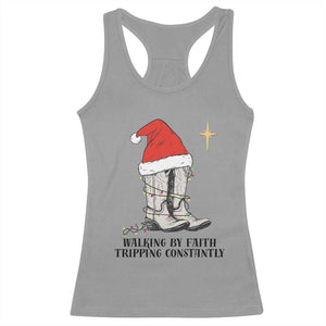 Western Christian Cowboy Racerback Tank Top Walking By Faith Tripping Constantly TS14 Sport Gray Print Your Wear