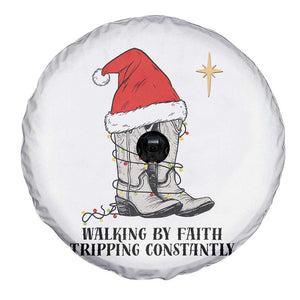 Western Christian Cowboy Spare Tire Cover Walking By Faith Tripping Constantly TS14 Print Your Wear