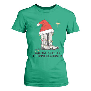 Western Christian Cowboy T Shirt For Women Walking By Faith Tripping Constantly TS14 Irish Green Print Your Wear
