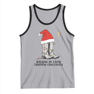 Western Christian Cowboy Tank Top Walking By Faith Tripping Constantly TS14 Athletic Heather Black Print Your Wear