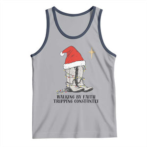 Western Christian Cowboy Tank Top Walking By Faith Tripping Constantly TS14 Athletic Heather Navy Print Your Wear