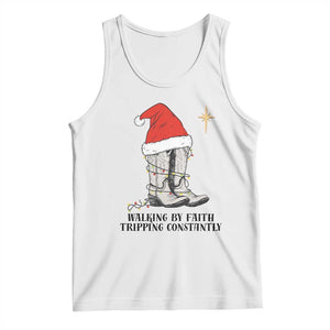 Western Christian Cowboy Tank Top Walking By Faith Tripping Constantly TS14 White Print Your Wear