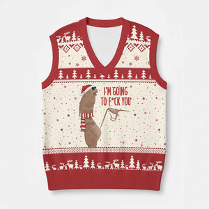 Marcus The Worm Xmas Meme V-Neck Knit Sweater Vest I Am Going To Fck You TS14 Beige Red Print Your Wear