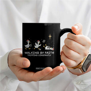 Christian Goose Christmas Coffee Mug Walking By Faith Tripping Constantly Funny Quote - Print Your Wear