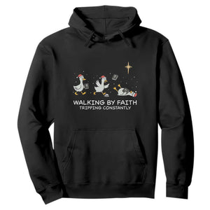 Christian Goose Christmas Hoodie Walking By Faith Tripping Constantly Funny Quote TS14 Black Print Your Wear