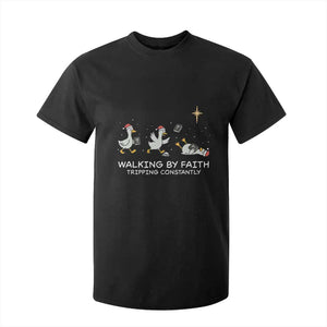 Christian Goose Christmas T Shirt For Kid Walking By Faith Tripping Constantly Funny Quote TS14 Black Print Your Wear