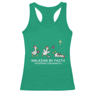 Christian Goose Christmas Racerback Tank Top Walking By Faith Tripping Constantly Funny Quote TS14 Irish Green Print Your Wear