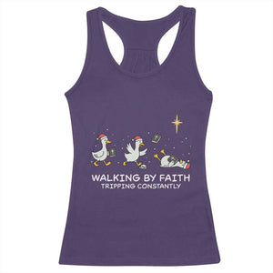 Christian Goose Christmas Racerback Tank Top Walking By Faith Tripping Constantly Funny Quote TS14 Purple Print Your Wear
